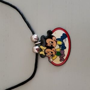 Rare Vintage Mickey and Minnie Cloisonné Rope Necklace